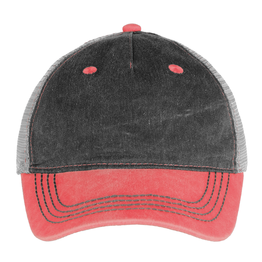 Pigment Dyed Trucker Hat - washed red / silver