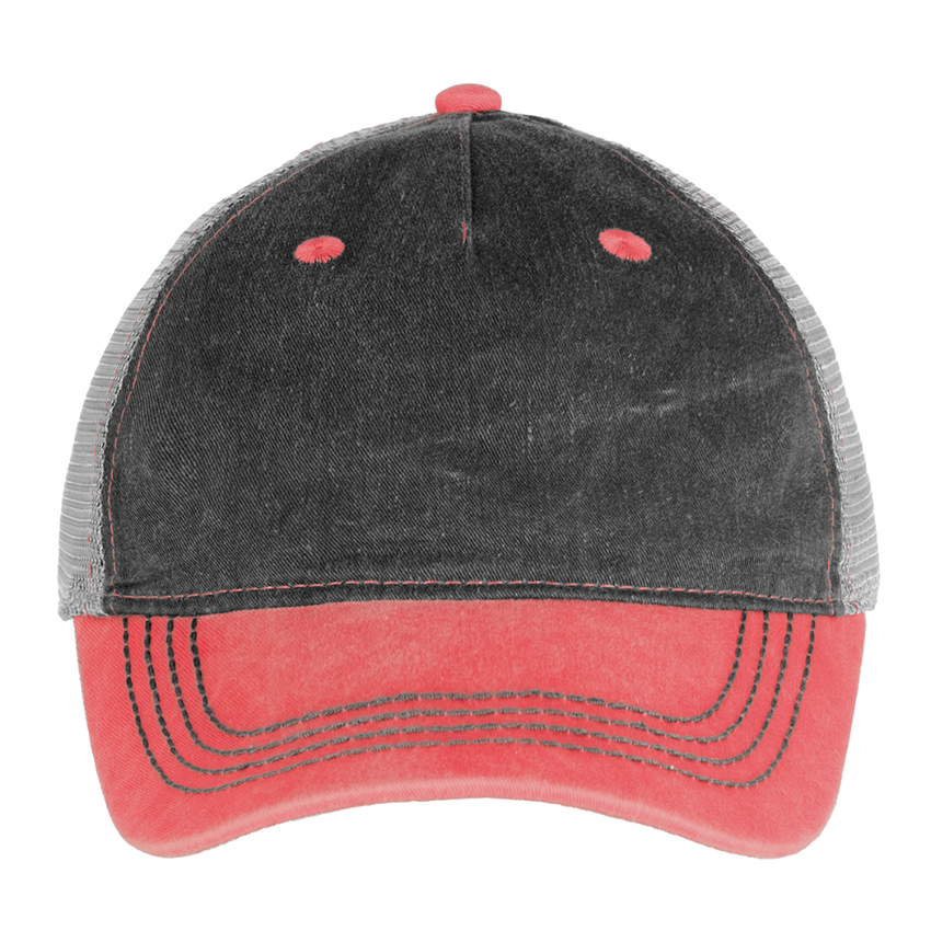 Pigment Dyed Trucker Hat - washed red / silver