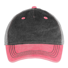Pigment Dyed Trucker Hat - washed pink / silver 
