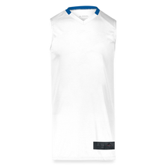 Adult Step-Back Basketball Jersey - white/royal blue