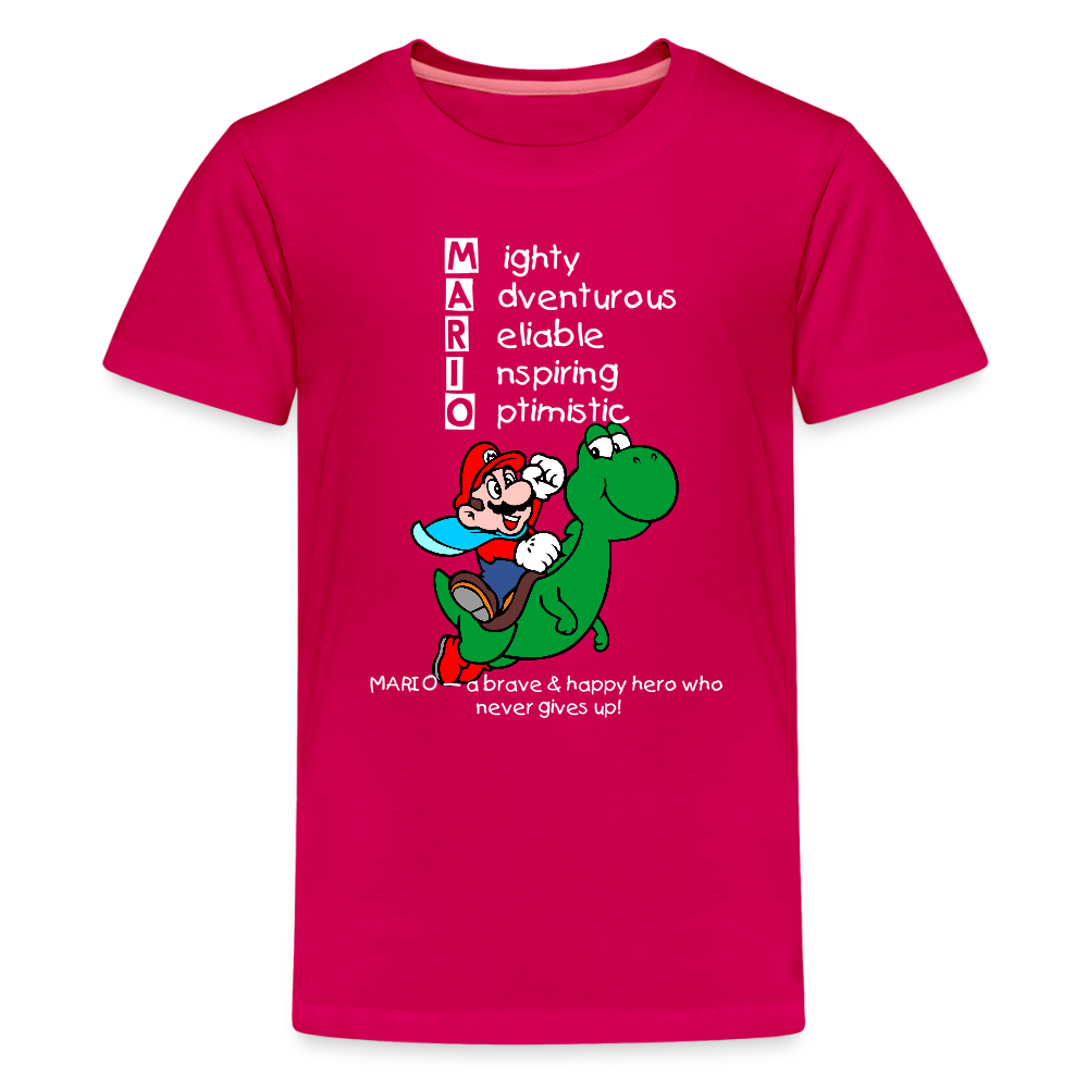 Kids' Premium T-Shirt- Mario - dark pink